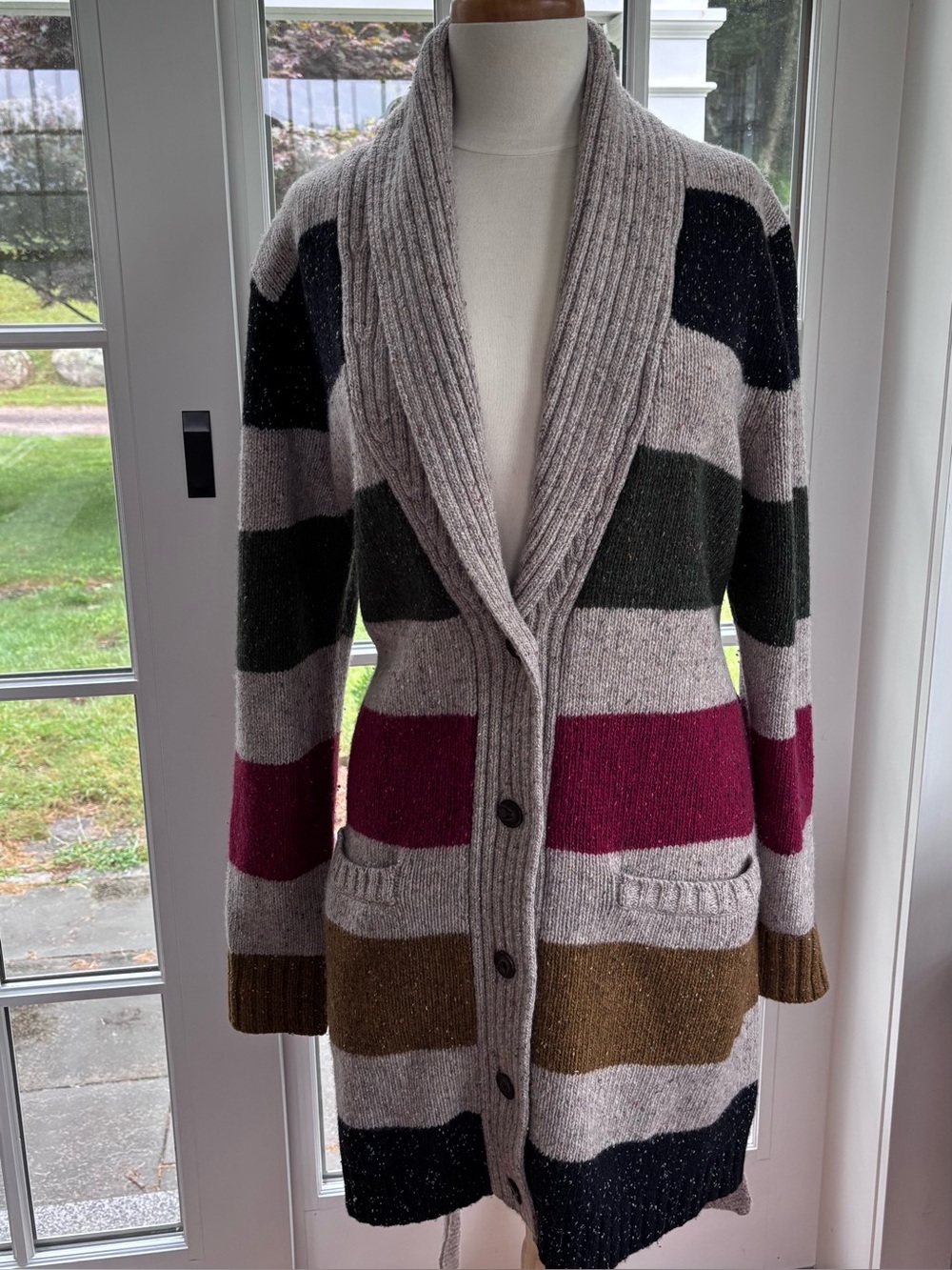 Pendleton Striped Shawl Collar Cardigan Sweater